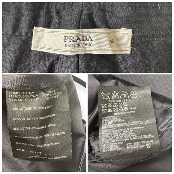 Prada Blue Cropped Cotton Pants, Size Italian 46/L, with matching belt - Picture 3 of 16